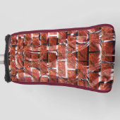 Rood, belletjes op raster of bakstenen effect, hel golfheadcover (Voorkant)