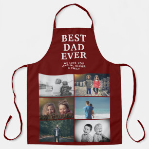 Rood beste papa ooit op maat 6 fotocollage schort