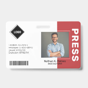 Rood   Beveiliging van bedrijf met foto-ID van wer Badge