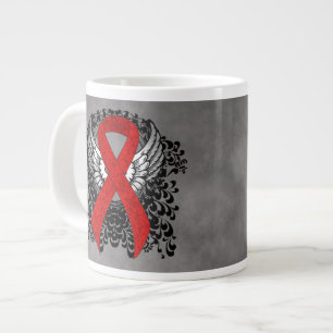 Rood bewustzijn Ribbon met Wings Extra Grote Beker