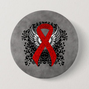 Rood bewustzijn Ribbon met Wings Ronde Button 7,6 Cm
