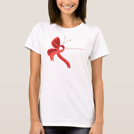 Rood Bewustzijnslint Vlinder T-shirt (Voorkant)
