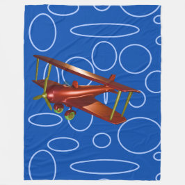 Rood Bi-vliegtuig op blauwe cirkels Fleece Deken