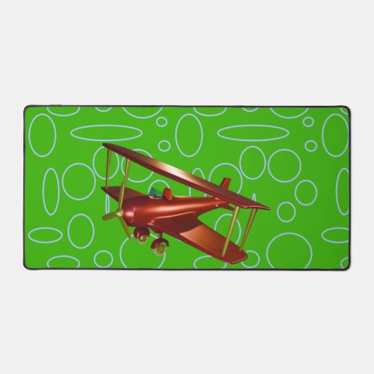 Rood Bi-vliegtuig op groene cirkels en lussen Bureaumat (Voorkant)