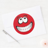 Rood Big Grin Gezicht Ronde Sticker (Envelop)