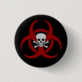 Rood Biohazard Button Pin (Voorkant)
