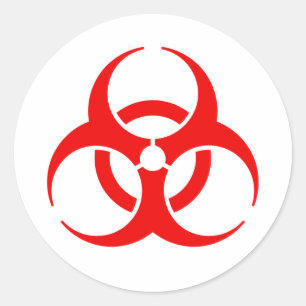 Rood biohazard-symbool ronde sticker