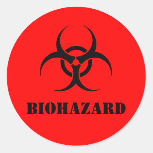 Rood BIOHAZARD Waarschuwingsetiket Halloween Props Ronde Sticker