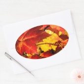 Rood blad geel blad gouden herfst bladeren ovale sticker (Envelop)