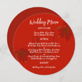 Rood blad Monogram Bruiloft Ronde Menu Sjabloon Kaart (Voorkant / Achterkant)