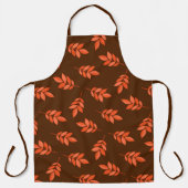 Rood bladeren patroon bruin schort (Voorkant)