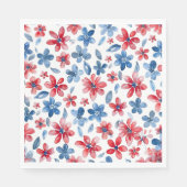 Rood Blauw 4th Juli Bloemen Servet (Voorkant)