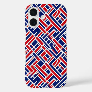 Rood blauw Abstract patroon iPhone 16 Hoesje
