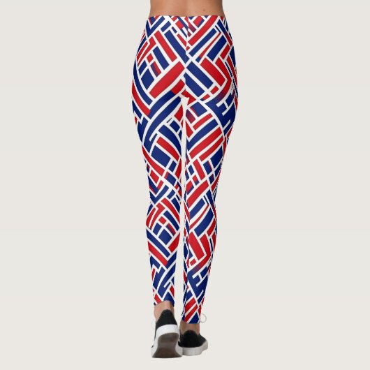 Rood blauw Abstract patroon Leggings (Achterkant)