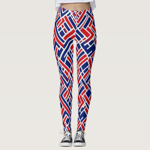 Rood blauw Abstract patroon Leggings