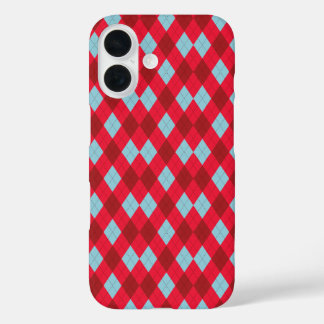 Rood & Blauw Argyle iPhone 16 Hoesje