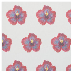 Rood Blauw Bloem Waterverftekening Stof