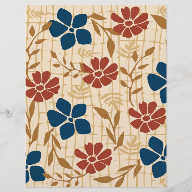 Rood & Blauw Bloemen patroon : (Voorkant)