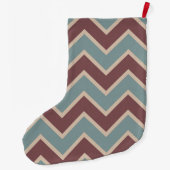 Rood Blauw Chevron Stripes Grote Kerstsok (Achterkant)