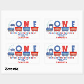 Rood Blauw Chugga Chugga Trein 1e Verjaardag Rechthoekige Sticker (Vel)