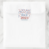 Rood Blauw Confetti Afstuderen 2024 Vierkante Sticker (Tas)