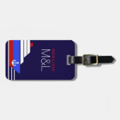 Rood/Blauw Cruise zee Reizen gepersonaliseerd Bagagelabel (Voorkant horizontaal)