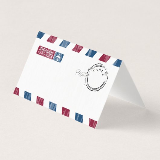 Rood Blauw Distressed Airmail Wedding Kaart (Voorkant)