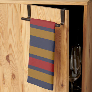 Rood Blauw Donker Geel Brede Band Strepen Herhalen Theedoek