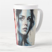 Rood & Blauw Dualiteit - Tweelingportretten in Abs Latte Mok (Rechterhoek)