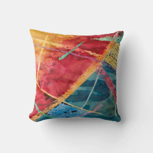 Rood, blauw en geel gestreept Sierkussen