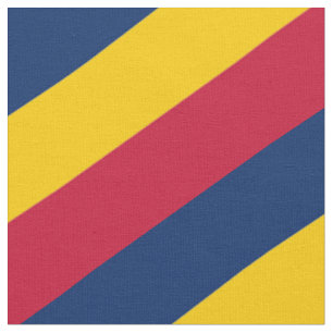 Rood, blauw en geel gestreepte patroon stof