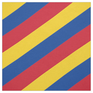 Rood, blauw en geel gestreepte patroon stof