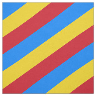 Rood, blauw en geel gestreepte patroon stof