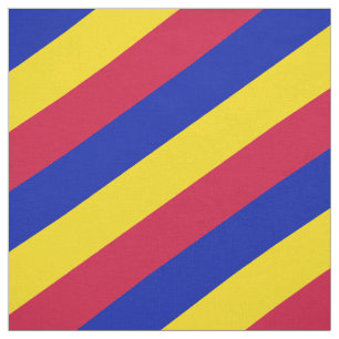 Rood, blauw en geel gestreepte patroon stof