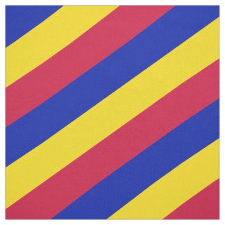 Rood, blauw en geel gestreepte patroon stof