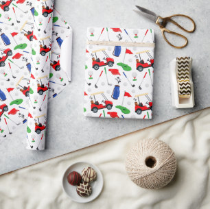 Rood blauw en groen golf cadeaupapier