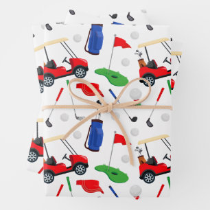 Rood blauw en groen golf inpakpapier vel