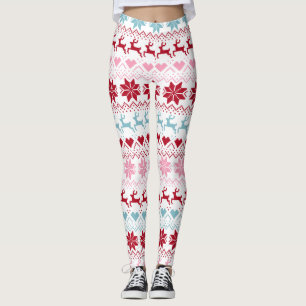 Rood, blauw en roze Fair Isle Print Leggings
