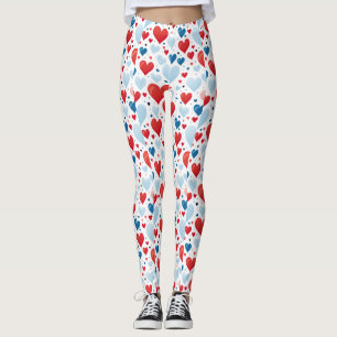 Rood, blauw en wit hart leggings