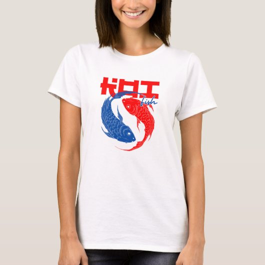Rood blauw en wit koi t-shirt (Voorkant)