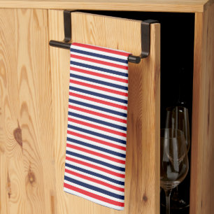 Rood, blauw en wit streepjespatroon theedoek
