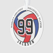 Rood, blauw en wit volleybal | Personaliseren van Ornament (voorkant)