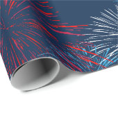 Rood blauw en wit vuurwerk cadeaupapier (Rol Hoek)