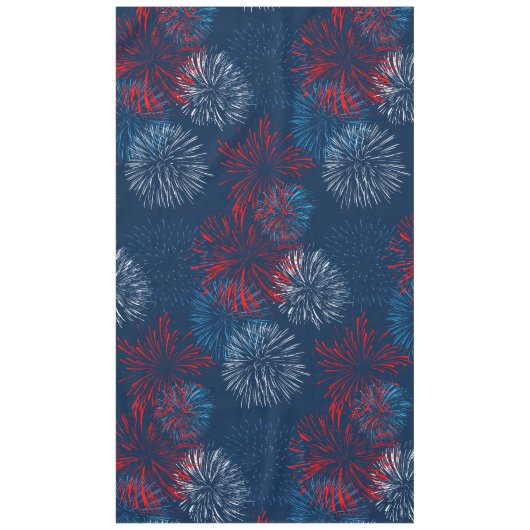 Rood blauw en wit vuurwerk | half-valpatroon tafelkleed (Voorkant)
