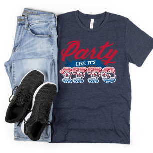 Rood Blauw Feest Als Het 1776 Is 4 Juli T-Shirt