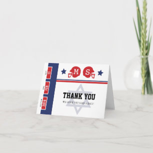 Rood blauw Football Ticket Bar Mitzvah Bedankt