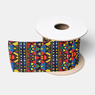 Rood Blauw Geel Afrikaans Patroon Lint