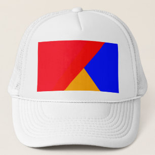 Rood Blauw geel driehoek abstract geometrisch Trucker Pet