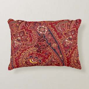 Rood, blauw, geel en wit  Paisley Floral Accent Kussen