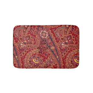 Rood, Blauw, Geel en Wit Vintage Paisley Bloemenpa Badmat